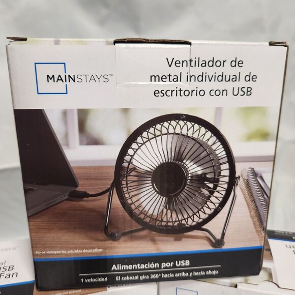Bundle of 3 USB Desktop Fans – Metal, Mainstays, New in Box - Picture 2 of 5